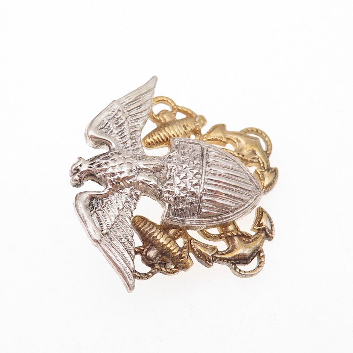 925 Sterling Silver 2-Tone Antique WWII US Navy Pin Brooch