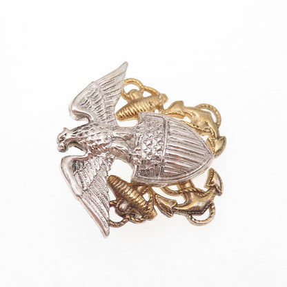 925 Sterling Silver 2-Tone Antique WWII US Navy Pin Brooch