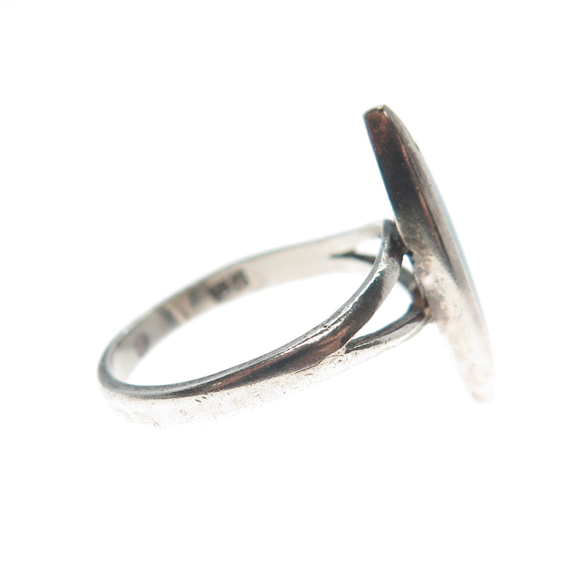Old Pawn 925 Sterling Vintage Southwestern Real Turquoise Oxidized Ring Size 5