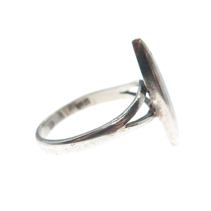 Old Pawn 925 Sterling Vintage Southwestern Real Turquoise Oxidized Ring Size 5