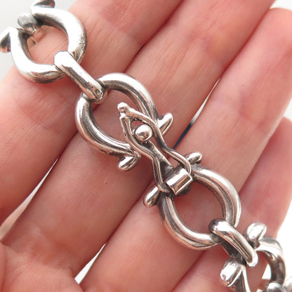 925 Sterling Silver Vintage Mexico Omega-Link Oxidized Bracelet 7"
