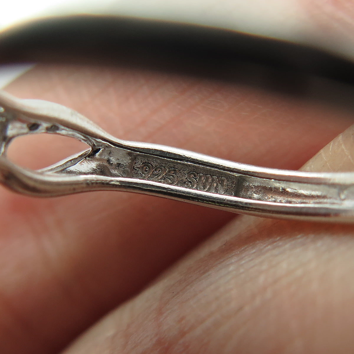 SUN 925 Sterling Silver Real Round-Cut Diamond Promise Ring Size 7