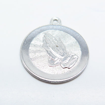 925 Sterling Silver Vintage Hands In Prayer Pendant