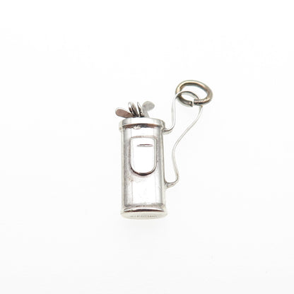 925 Sterling Silver Antique Art Deco Golf Club Mini 3D Charm Pendant