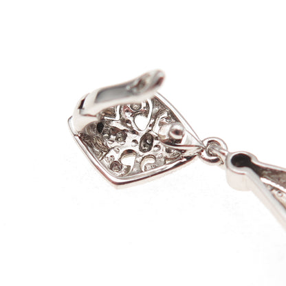 925 Sterling Silver Real Diamond & Pearl Fleur de Lis Pendant