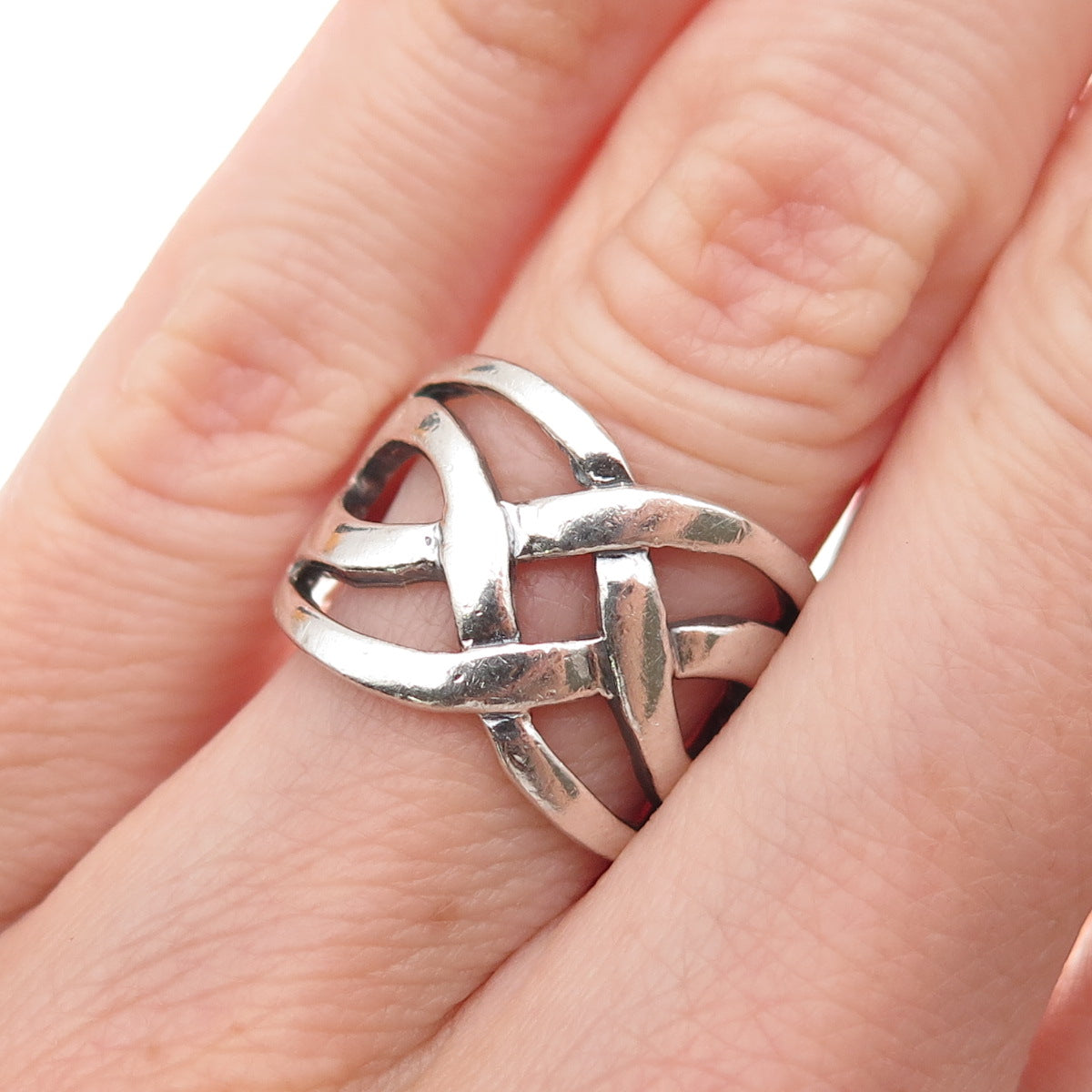 925 Sterling Silver Vintage Woven Oxidized Ring Size 5