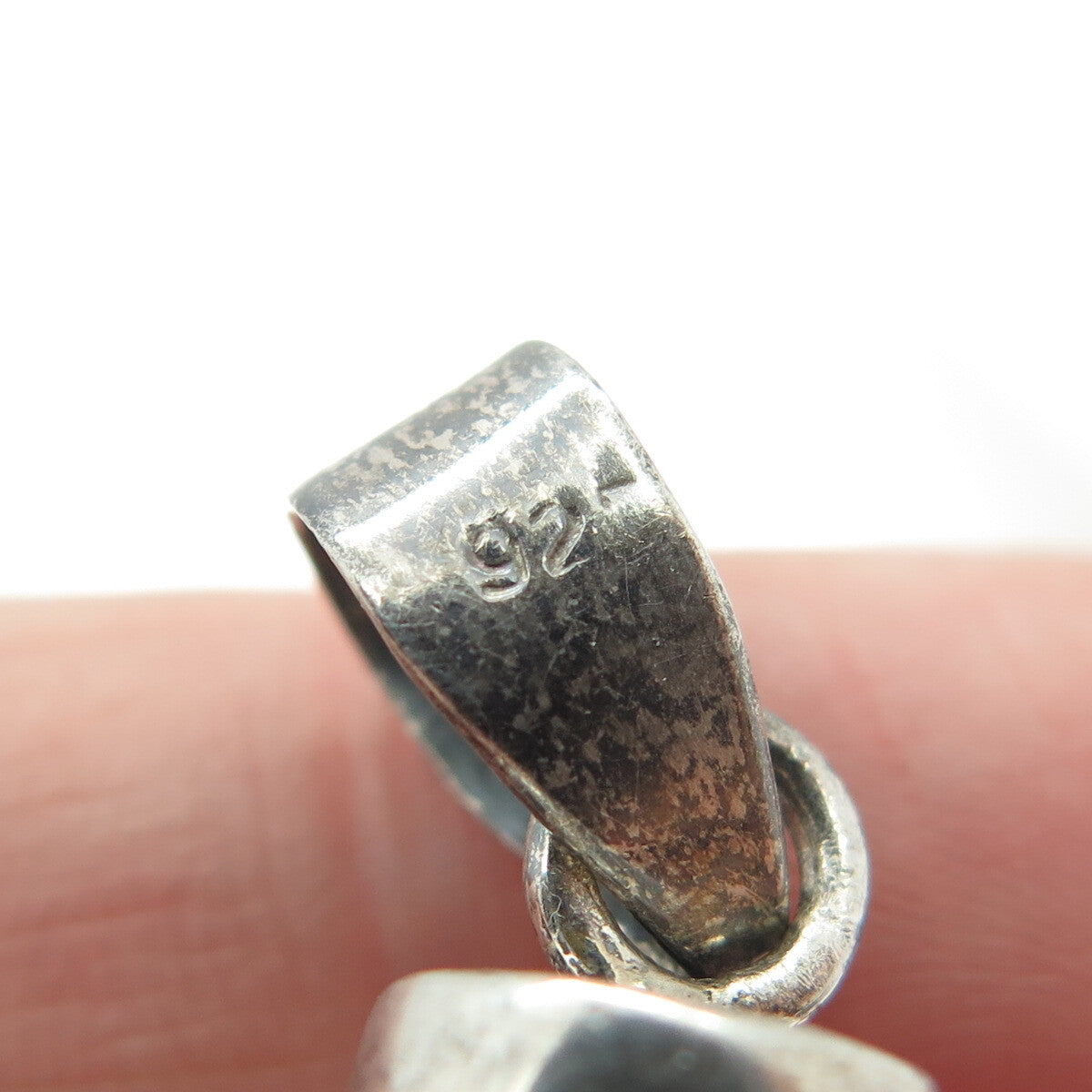 925 Sterling Silver Vintage Real Agate Floral Swirl Amulet Pendant