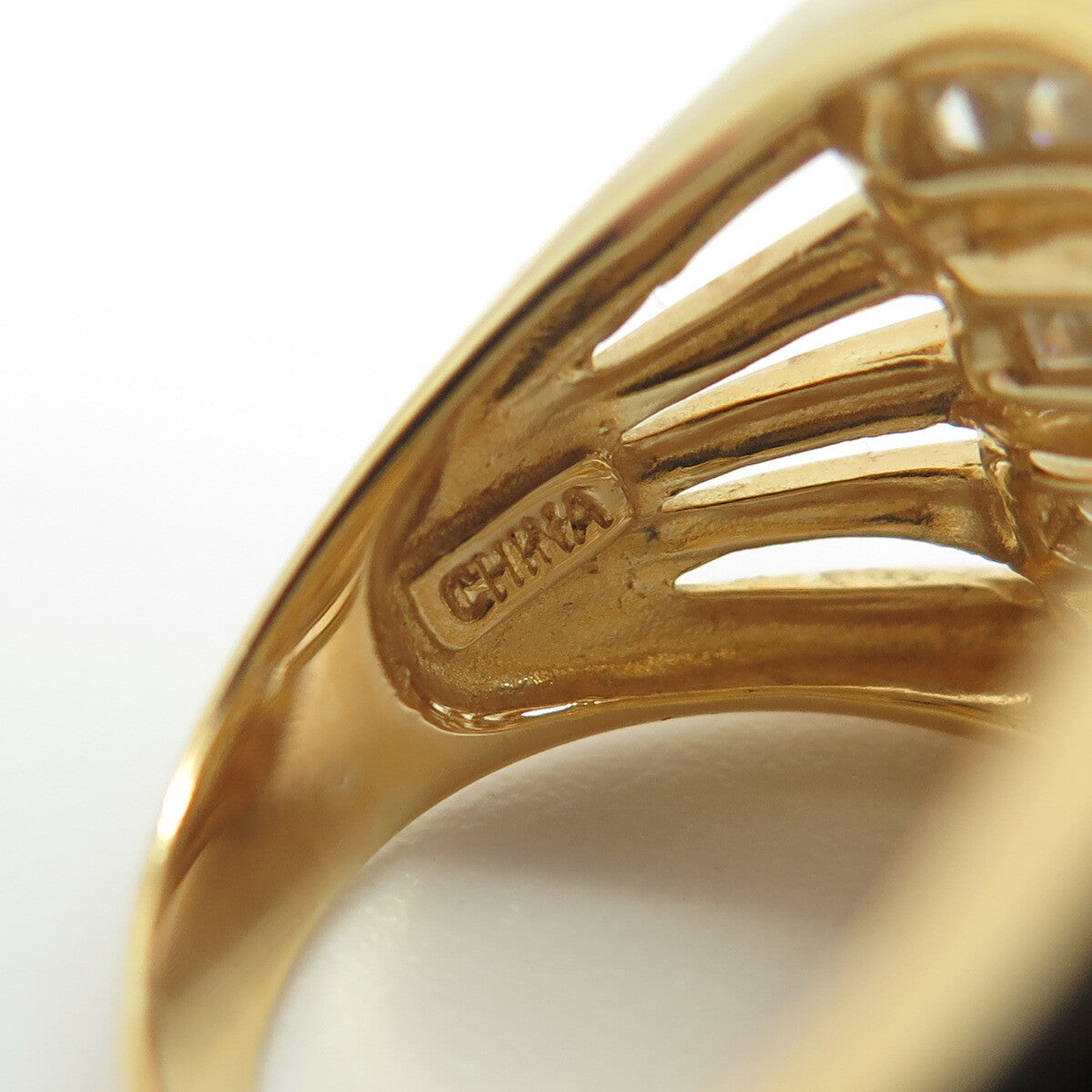 925 Sterling Silver Gold Plated C Z Multi-Row Interlocked Ring Size 6.25