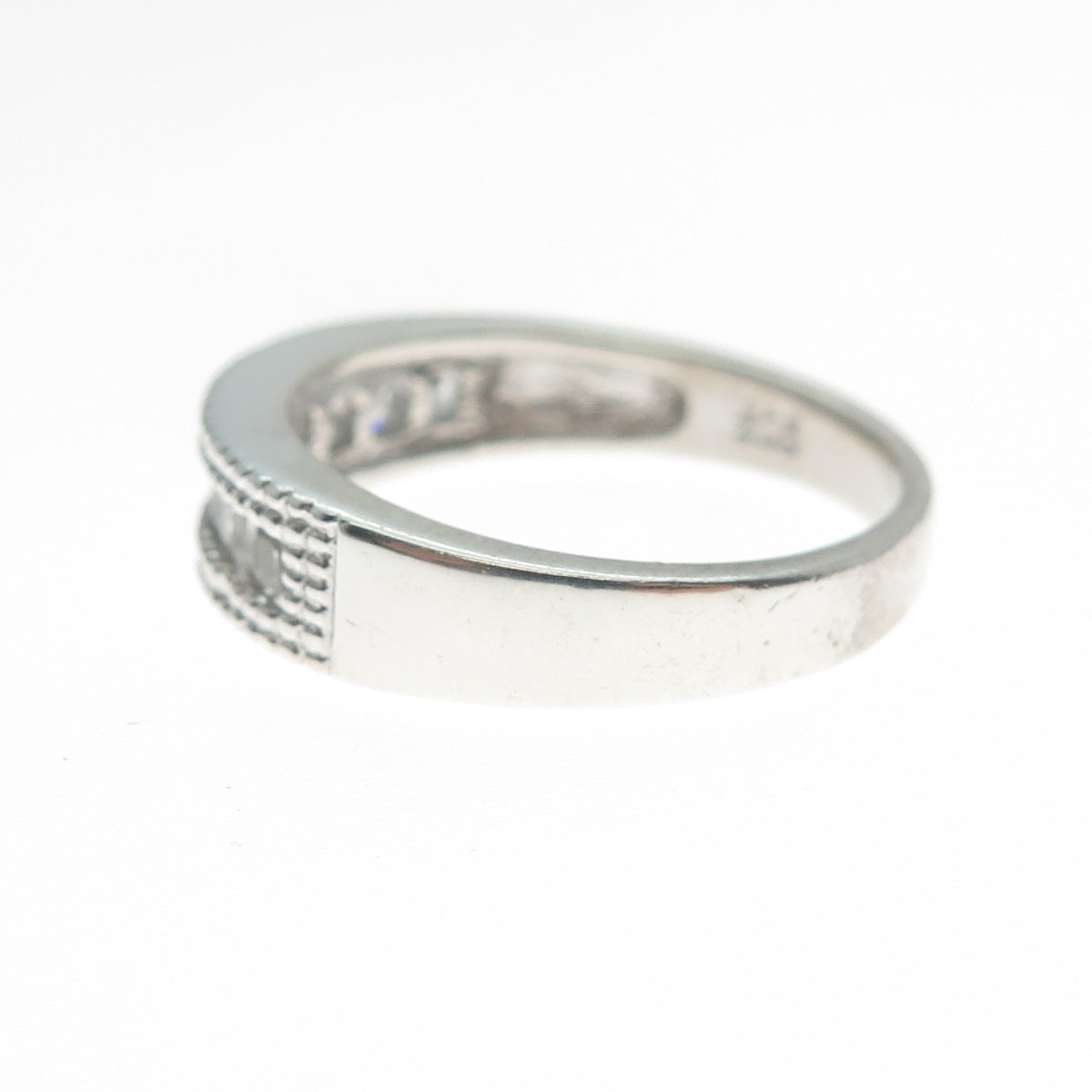 NEVADA 925 Sterling Silver Princess-Cut C Z Half Eternity Band Ring Size 8.25