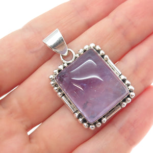 925 Sterling Silver Vintage Real Amethyst Beaded Charm Pendant
