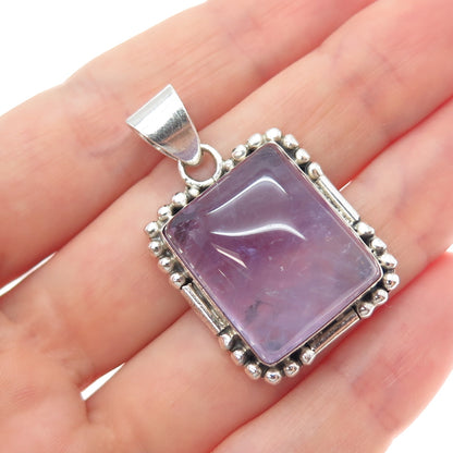 925 Sterling Silver Vintage Real Amethyst Beaded Charm Pendant