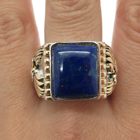 BGE Bradford 925 Sterling Silver 2-Tone Real Lapis Lazuli Eagle Ring Size 12.25