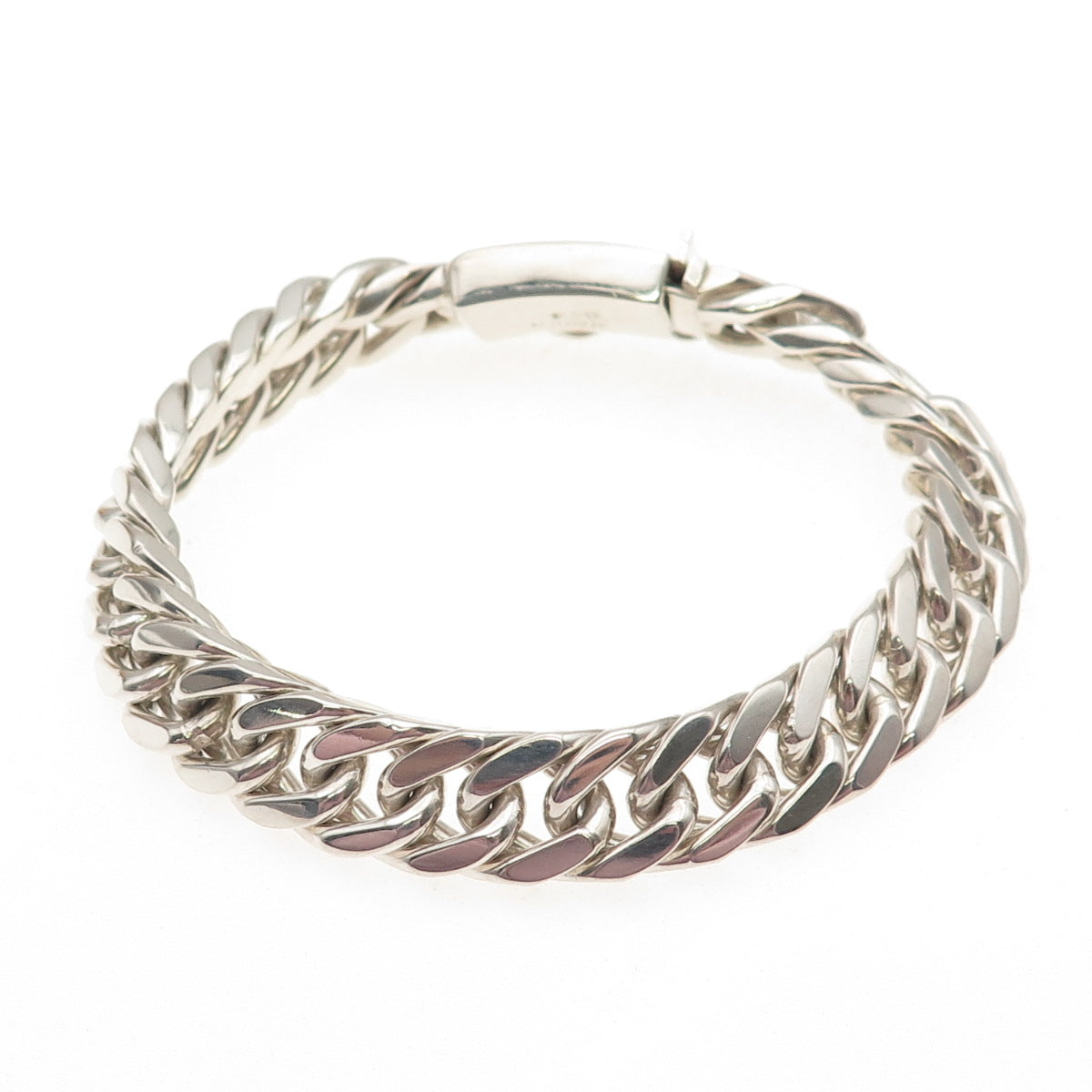 925 Sterling Silver Vintage Mexico Heavy 71.8g Cuban Link Bracelet 7.75"