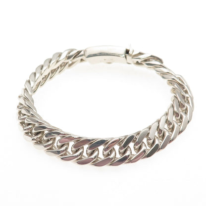 925 Sterling Silver Vintage Mexico Heavy 71.8g Cuban Link Bracelet 7.75"