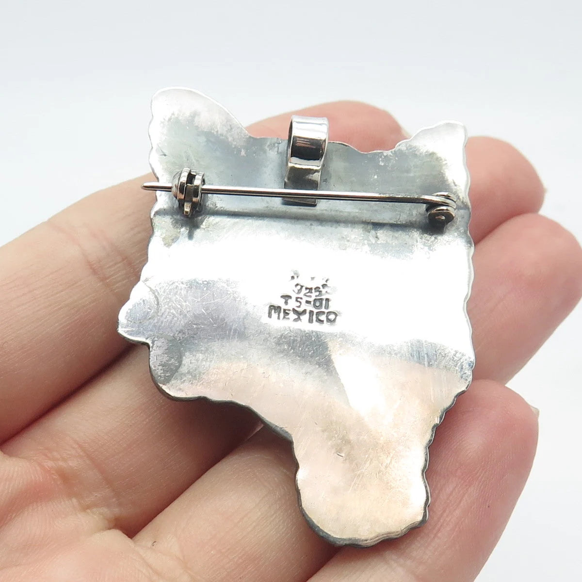 925 Sterling Silver Vintage Mexico Dog / Puppy Pin Brooch