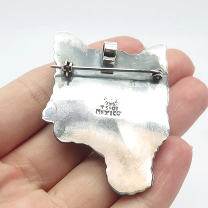 925 Sterling Silver Vintage Mexico Dog / Puppy Pin Brooch