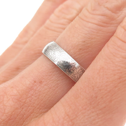 Merica 925 Sterling Silver Vintage Textured Oxidized Band Ring Size 7.25