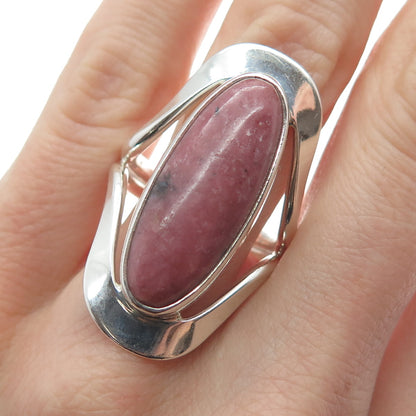 DOMINIQUE DINOUART 925 Sterling Silver Vintage Mexico Real Rhodonite Ring Size 8