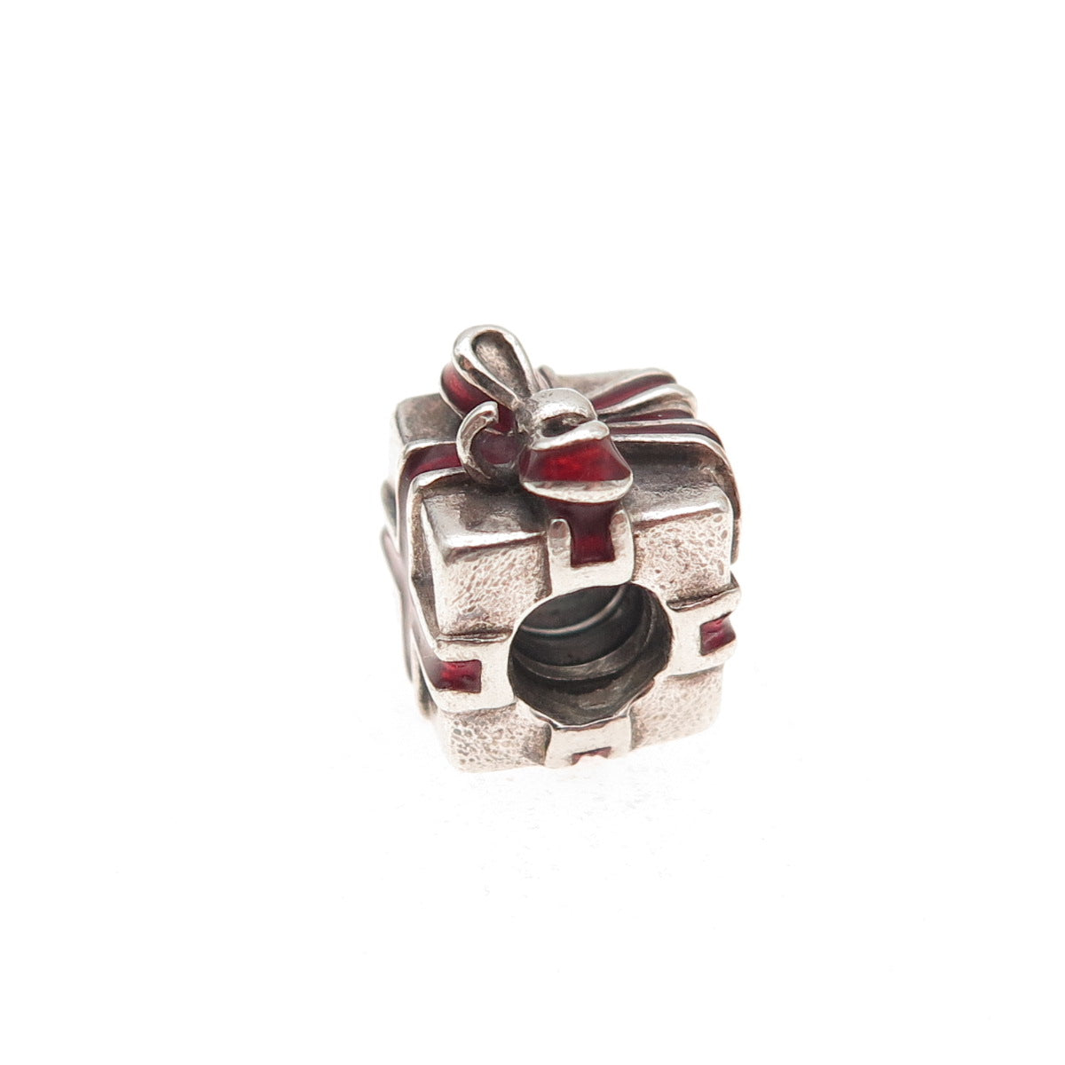 Pandora 925 Sterling Silver Enamel Present Gift Box Slide Bead Charm