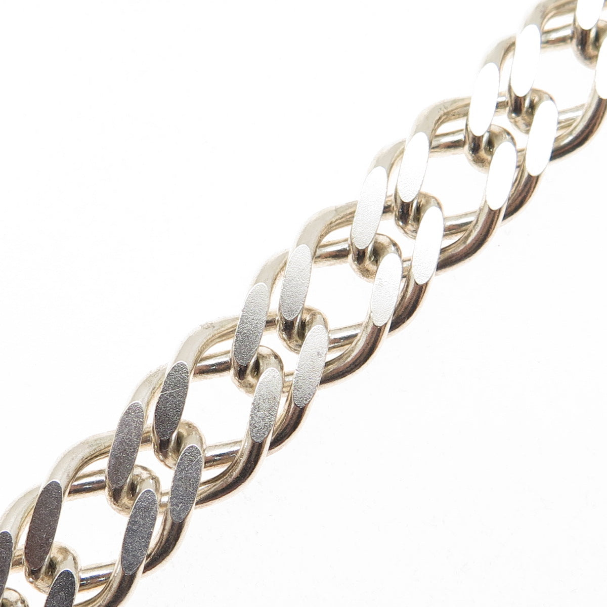 925 Sterling Silver Vintage Italy Double Rhombus Curb Link Bracelet 7.25"