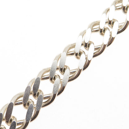 925 Sterling Silver Vintage Italy Double Rhombus Curb Link Bracelet 7.25"