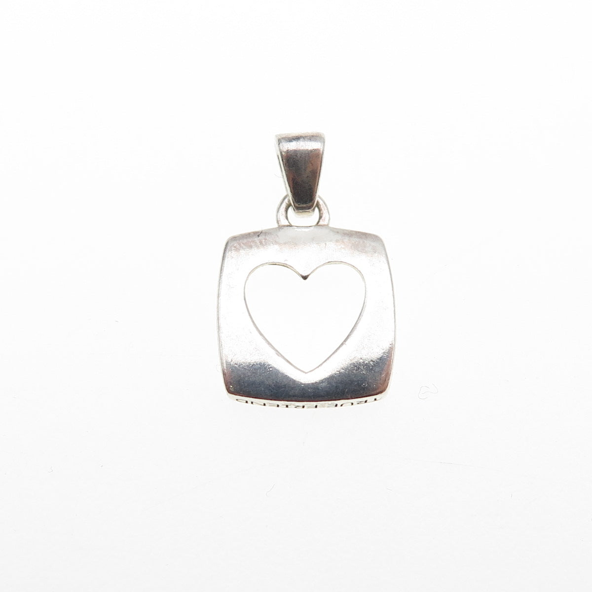 925 Sterling Silver Vintage True Friend Heart Mini Charm Pendant