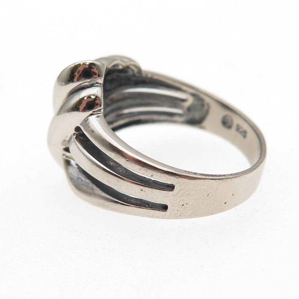925 Sterling Silver Vintage Modernist Oxidized Ring Size 7