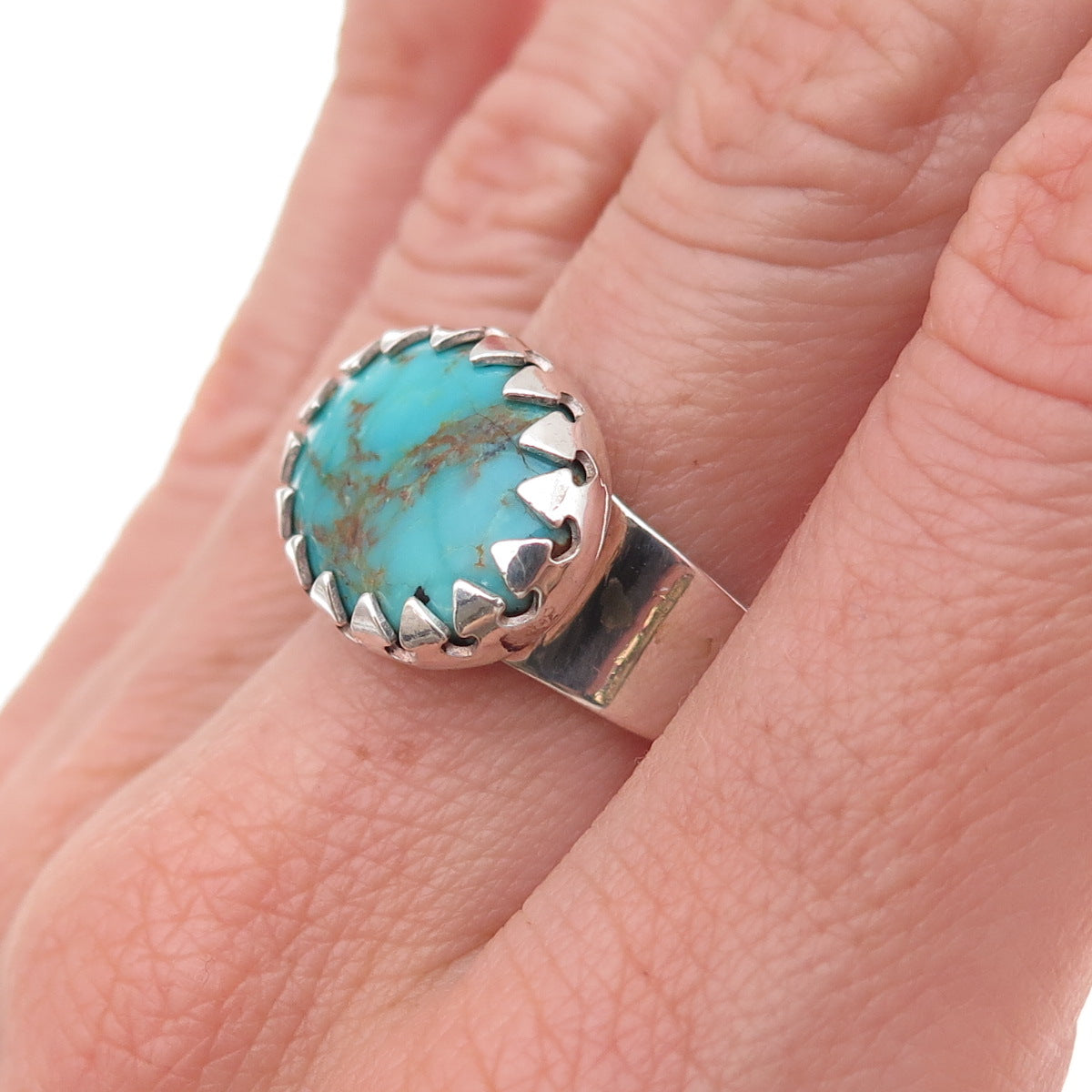 Carolyn Pollack Old Pawn 925 Sterling Silver Vintage Turquoise Ring Size 8.25