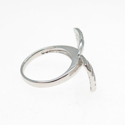 925 Sterling Silver Round-Cut C Z Modernist Wings Ring Size 7.5