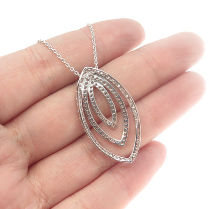 925 Sterling Silver 3-Tone Round-Cut C Z Cable Chain Necklace 18"