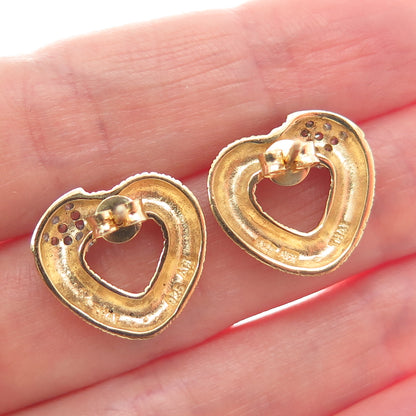 925 Sterling Silver Gold Plated ADI Round-Cut Shaped C Z Open Heart Earrings