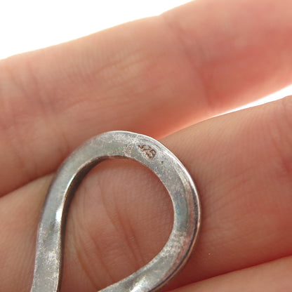 925 Sterling Silver Vintage Modernist Wavy Oxidized Adjustable Cuff Bracelet 7"