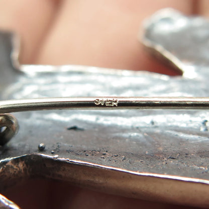 925 Sterling Silver Vintage Tribal Pin Brooch