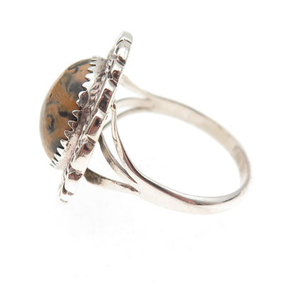 Old Pawn 925 Sterling Silver Vintage Southwestern Jasper Tribal Ring Size 9