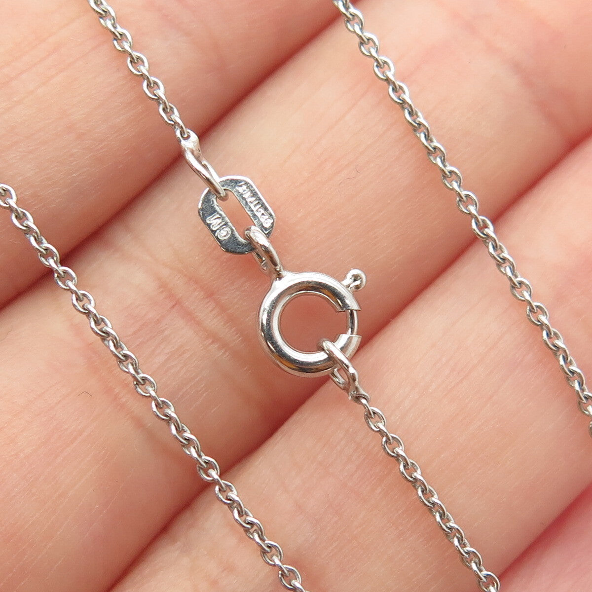 925 Sterling Silver Italy Round-Cut C Z Open Cross Cable Chain Necklace 16"
