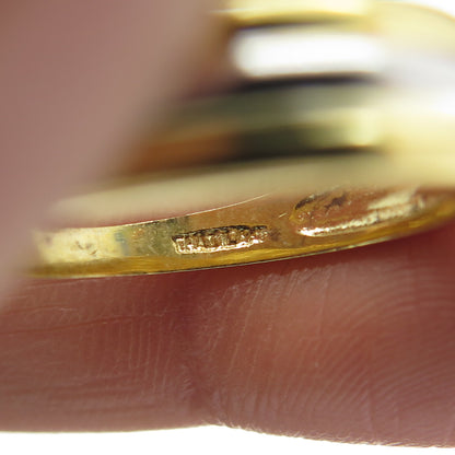 SMK 925 Sterling Silver 2-Tone Striped Ring Size 7.25