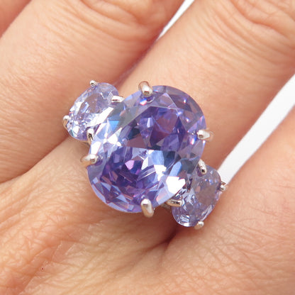 925 Sterling Silver Lavender C Z Ring Size 9