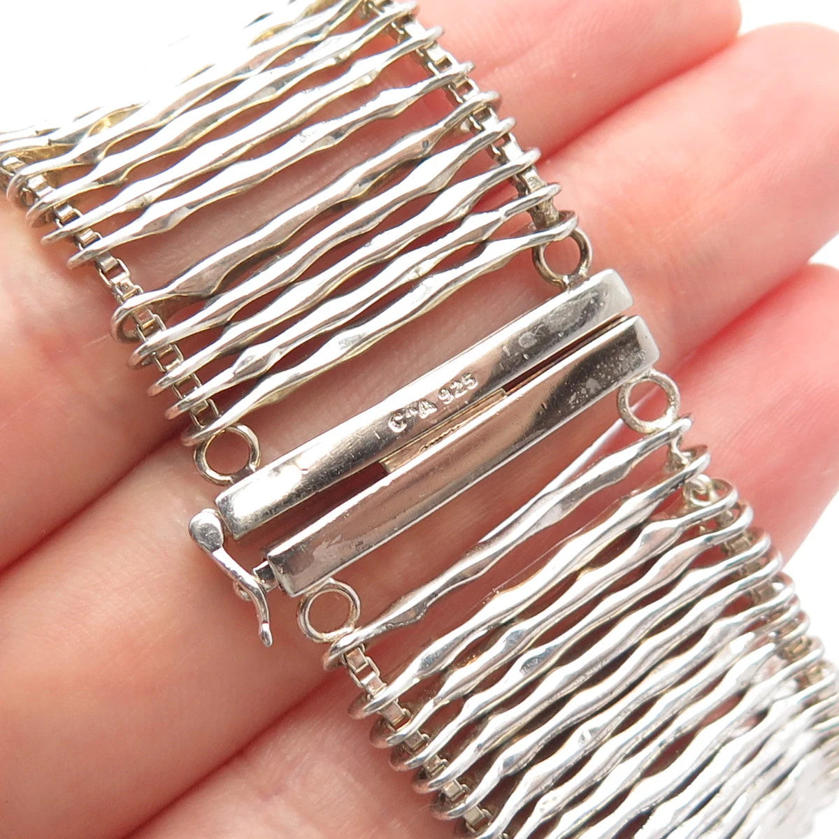 925 Sterling Silver Vintage Chateau d'Argent Wide Bar Link Bracelet 7"