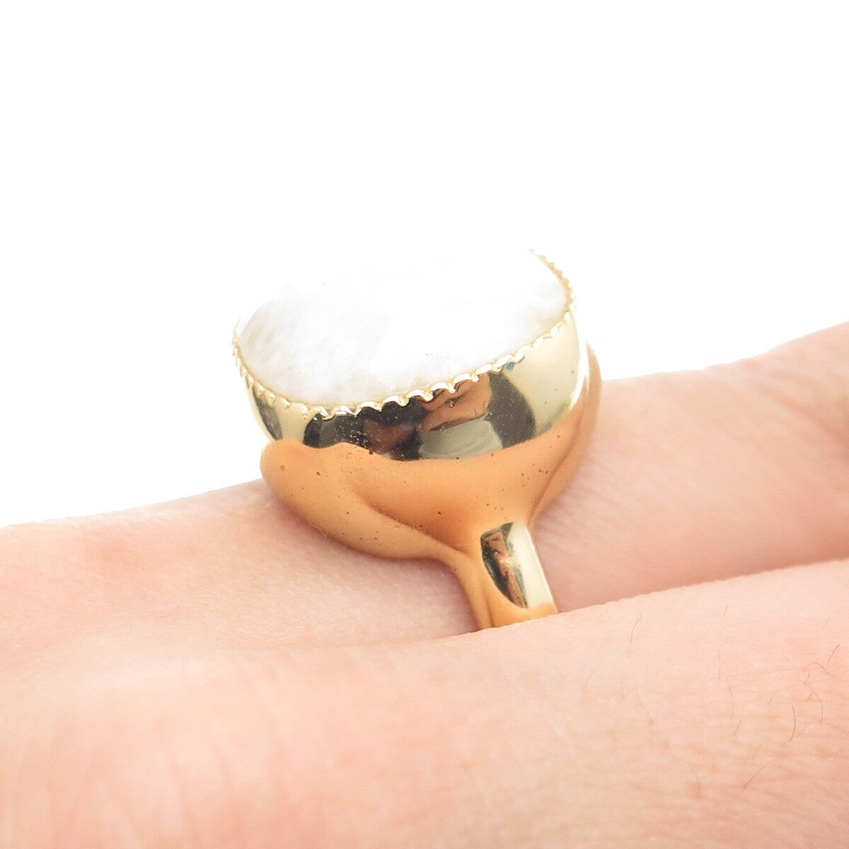 BLQ Basiq Jewelry 925 Sterling Silver Gold Plated Real Quartz Ring Size 8.75