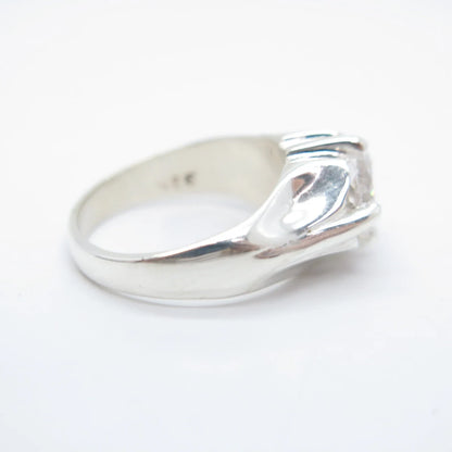 925 Sterling Silver Vintage C Z Heart Ring Size 6.75