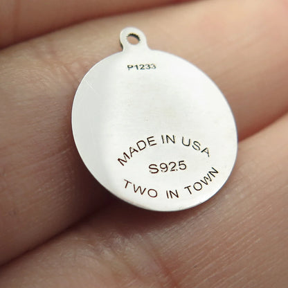 925 Sterling Silver USA Two In Town Fish Charm Pendant