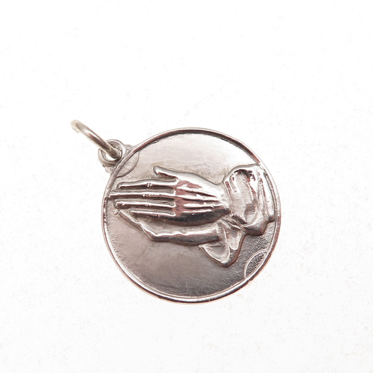 925 Sterling Silver Vintage Praying Hands Religious Charm Pendant