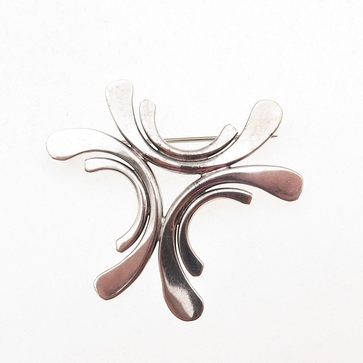 925 Sterling Silver Vintage Modernist Oxidized Pin Brooch