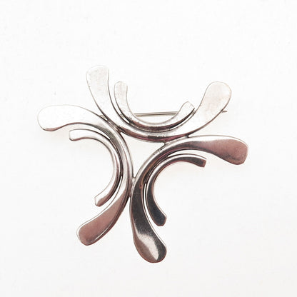 925 Sterling Silver Vintage Modernist Oxidized Pin Brooch