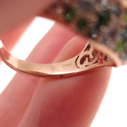 Carol Brodie 925 Sterling Silver Gold Plated Real Multi-Color Gem Ring Size 8.25