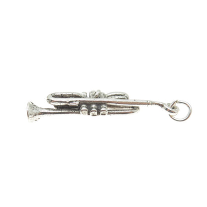 925 Sterling Silver Vintage Trumpet Musical Instrument 3D Pendant