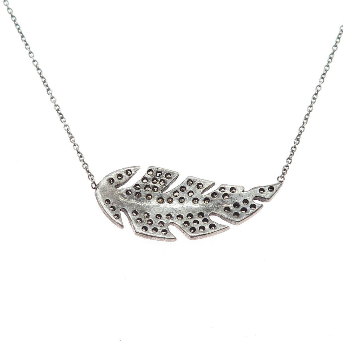ZOE CHICCO Sterling Silver Real Champagne Diamond Feather Chain Necklace 16-18"