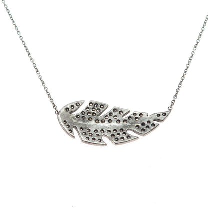 ZOE CHICCO Sterling Silver Real Champagne Diamond Feather Chain Necklace 16-18"