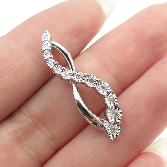 SUN 925 Sterling Silver Real Round-Cut Diamond Infinity Slide Pendant