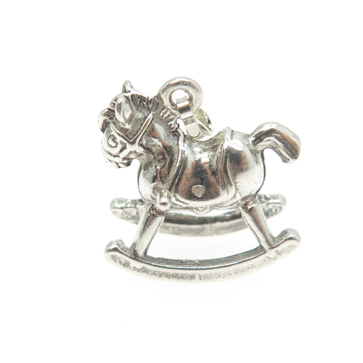 925 Sterling Silver Vintage Rocking Horse 3D Pendant